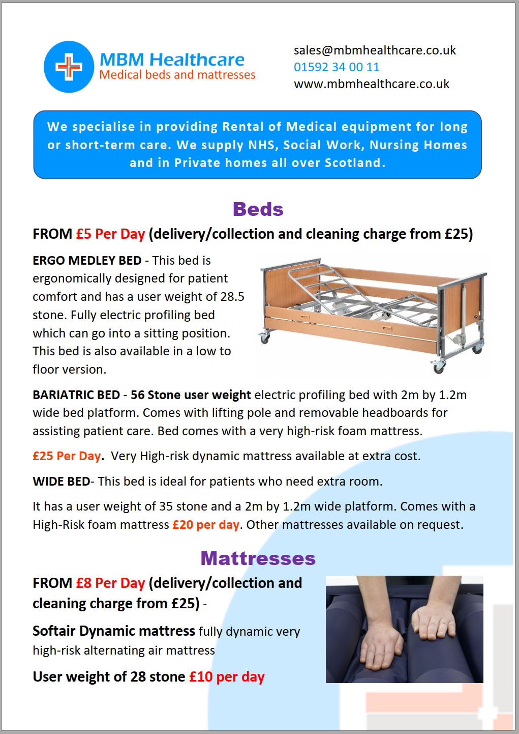 Image preview of medical bed and mattress flyer